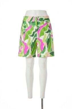 NEW MILLY painted bloom linen short in leaf multi